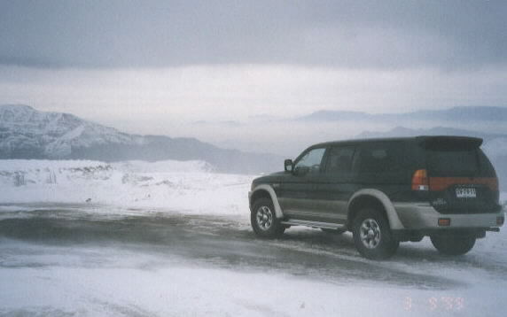 Artie's jeep braving the wind