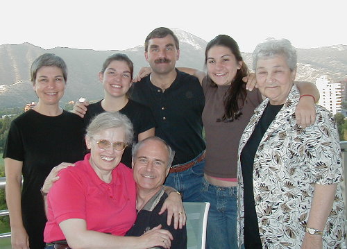 Bobbi, Kristin, John, Jamie, Angie with Margy and Artie on the terrace.