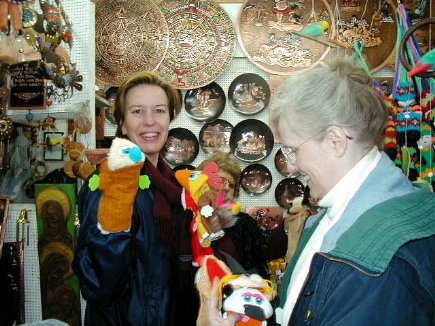 Kim and Margy shopping for puppets