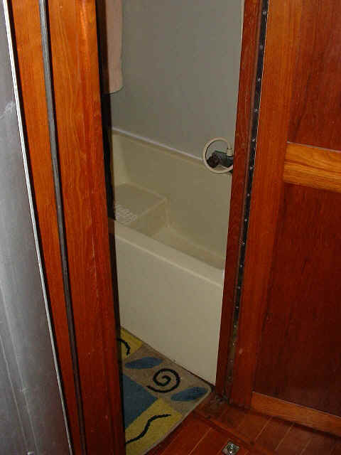 Head view looking towards the bathtub/shower.