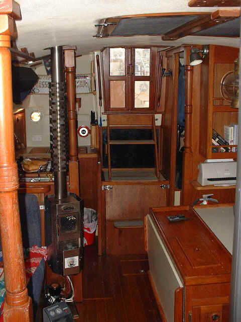 View looking aft towards companionway.