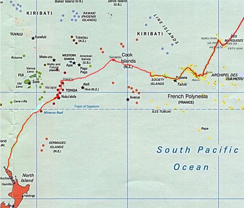 Our track across the South Pacific