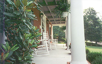 The downstairs front porch