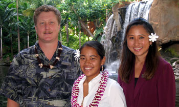 Student of the quarter, Keisha Nakamura, pictured with presenters, Carol Kawabata and Craig Anderson of the Westin Maui Resort & Spa