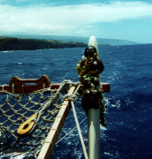 Wahine image on the Hokule`a