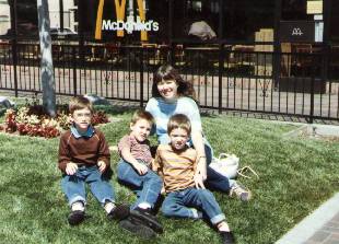 Nola and boys at MacDonalds, Anaheim