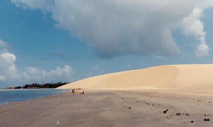 The beach by the big dune and the village