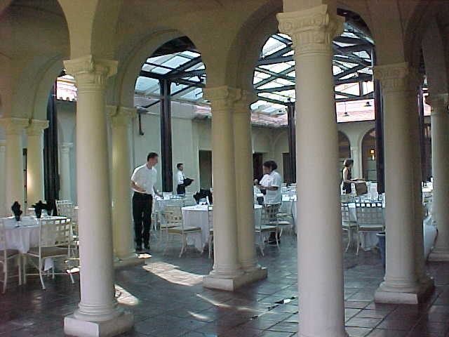 Tables set up on the union patio