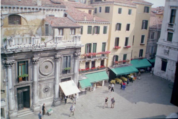 Venice - Gap Between Yellow Buildings Is Street To My Hotel