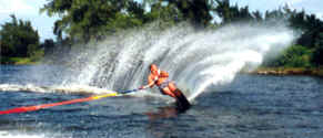 Jim Hinsch, water skiing on the lagoon in Cancun, Mexico