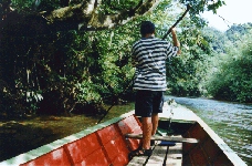 Ross navigating the shallows near Mulu