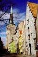 Houses and church tower