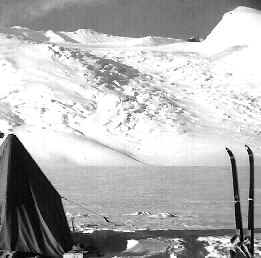 Frosting on a landmark peak overlooking the glacier.