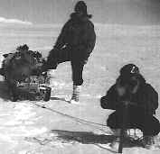 Binoculars help scan the glacier for crevasses.