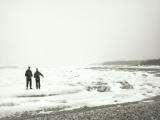 Bentley and John on Lake Michigan