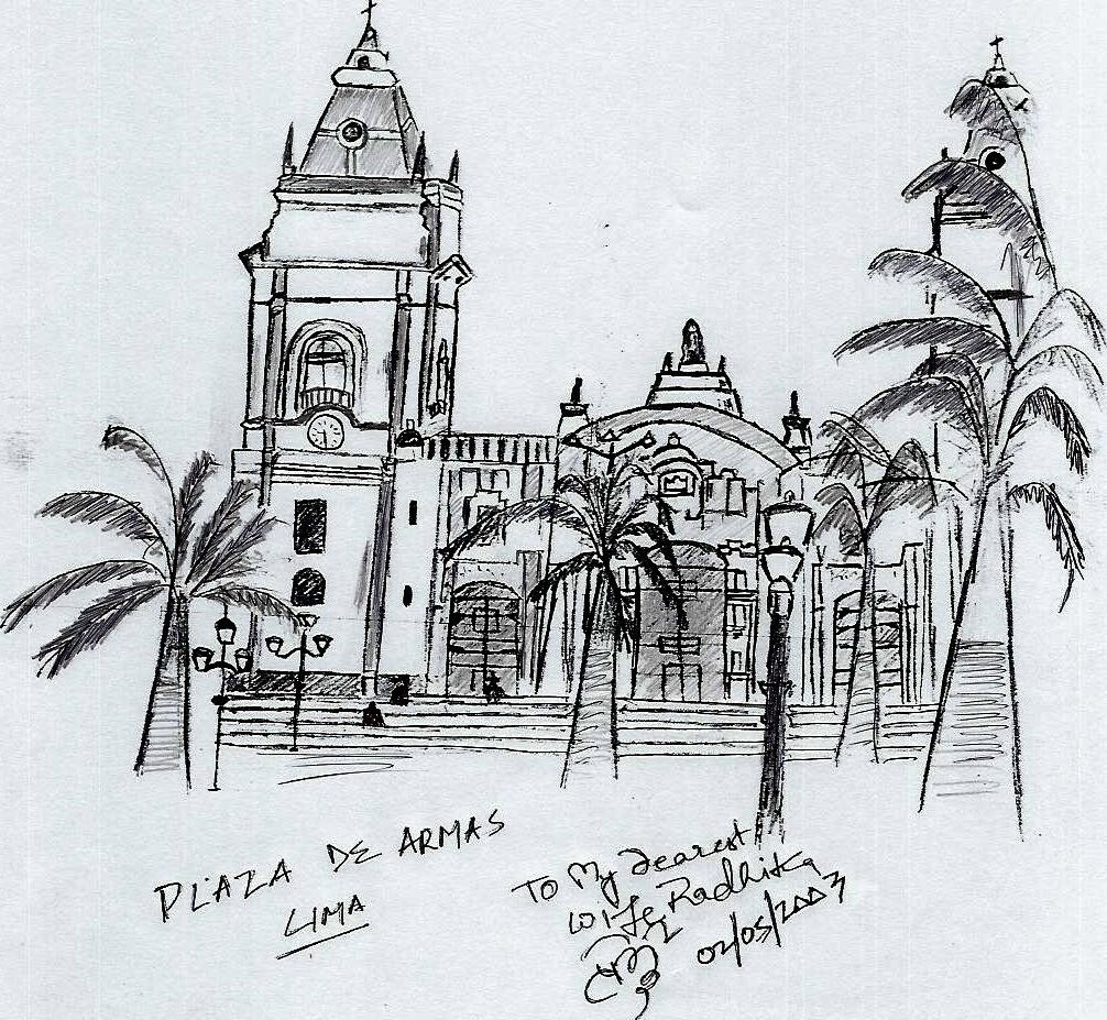 A sketch of Plaza de Armas - Lima