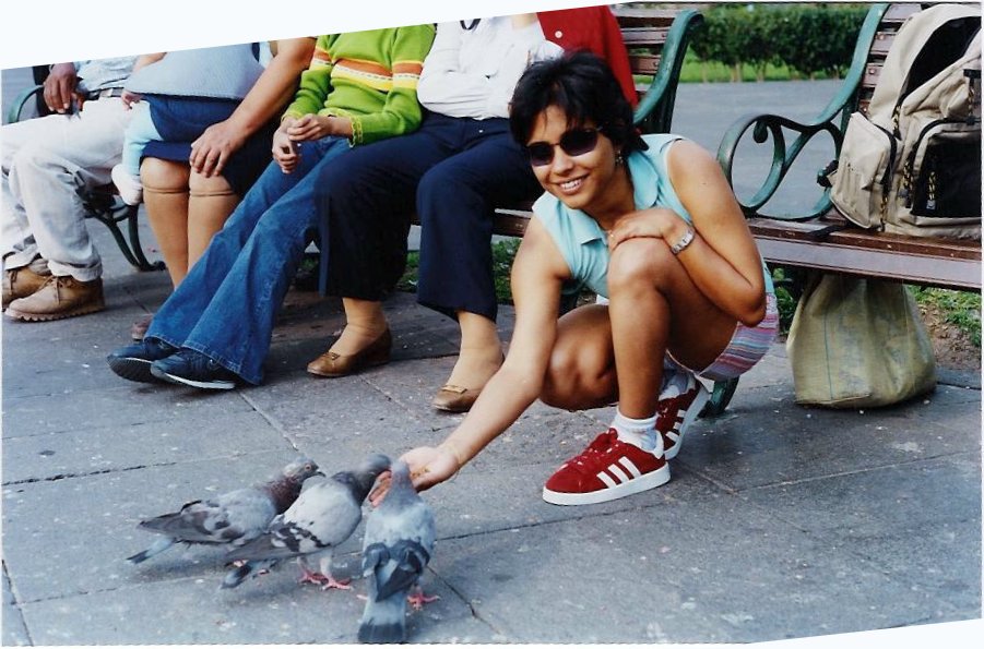 Pigeon feeding in plaza de Armas - Arequipa