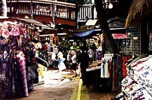 Clothing booths at the International Marketplace