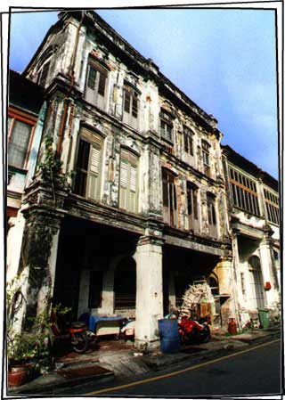 Old fashion three storey shop houses