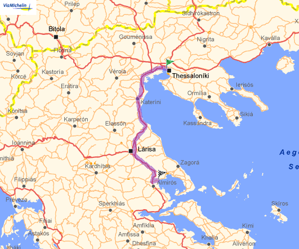 Route Map - Thessaloniki to Nea Anchialos