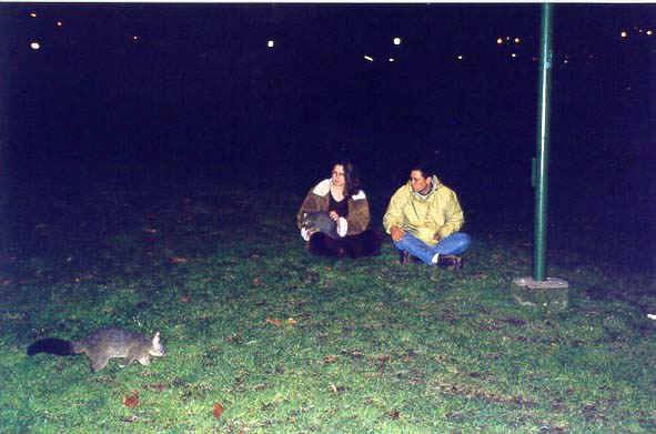 Mel and Chris with the possum