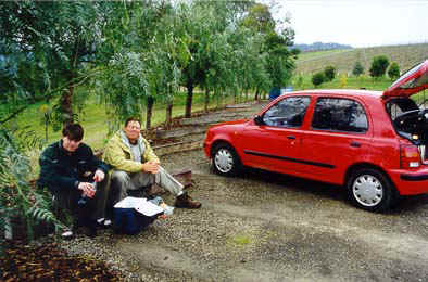 Chris and Mike (and the Ladybug) at Tarra Warra