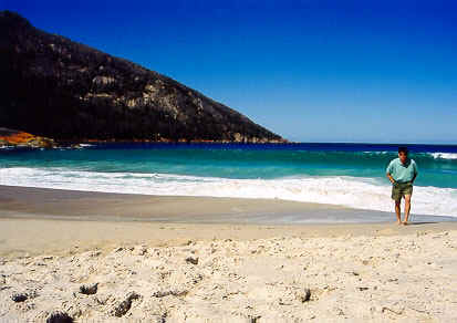 Mike on the beach at Wineglass Bay