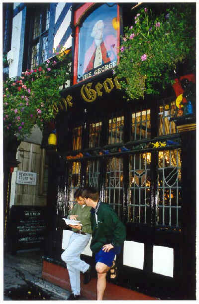 Slick and Mike outside The George