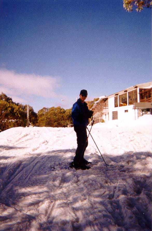 Mike skiing home