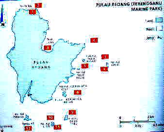 map & dive sites of redang island