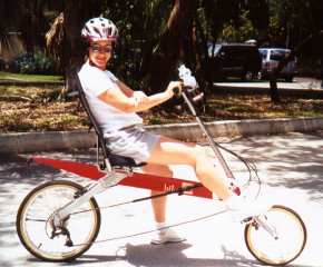 Hanna test riding a BikeE CT