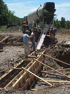 The concrete truck arrives