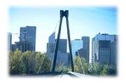 Downtown Calgary, Alberta from Prince's Island Park Bridge