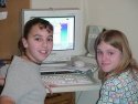 Sheliie and a friend at her computer