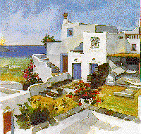 Painting of Greek house