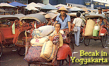 becak in yogyakarta