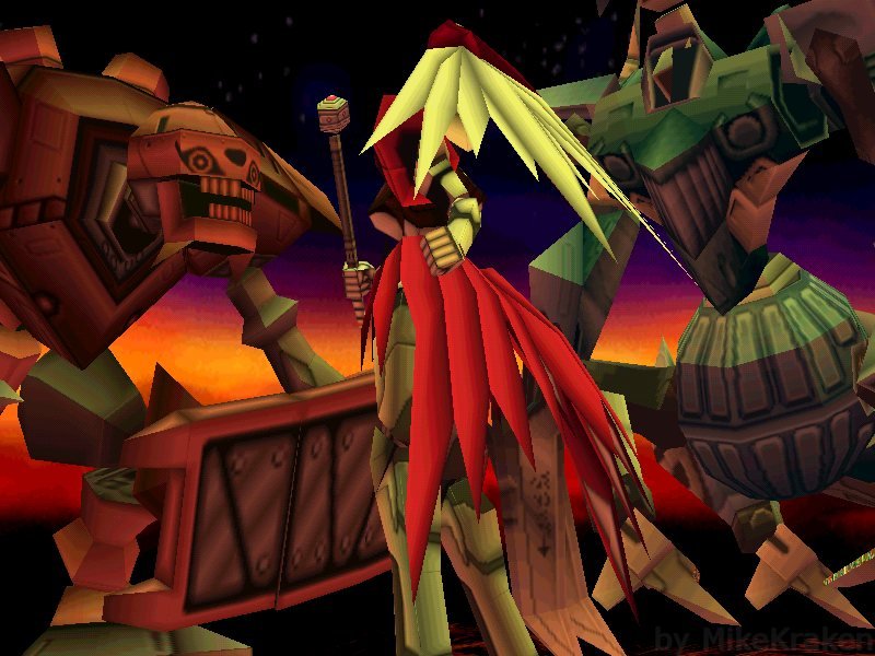 Elly fights Krelian's goons in 'Xenogears'