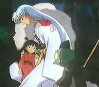 Sesshomaru with Jaken and Rin