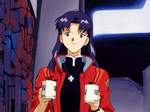 Misato sirviendo caf a Ritsuko