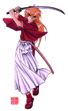 Kenshin wielding his Sakabatou