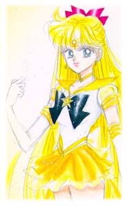 Minako has long blonde hair, blue eyes, and she looks a lot like Usagi (almost like her twin to an extent).  She's as tall as the other senshi, and is very athletic.