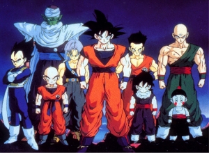 Goku, Piccolo, Krillen, Trunks, Gohan, Yamcha, Tien, and Choazo