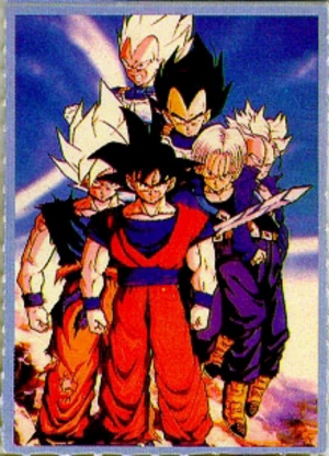 Goku, Trunks, and Vegeta with their SSJ forms