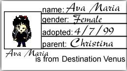 I adopted Ava from Destination Venus. Adopt your own chibi Venus or Artemis today! ^_^