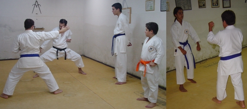 Alunos de Rio Grande treinando Kata e Bunkai