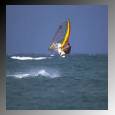 a person wind surfing