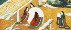 Japanese ladies-in-waiting play in the snow