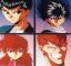 yusuke, hiei, kurama, kuwabara