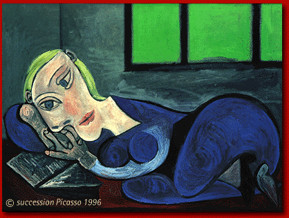 Reclining Woman Reading a Book by P. Picasso