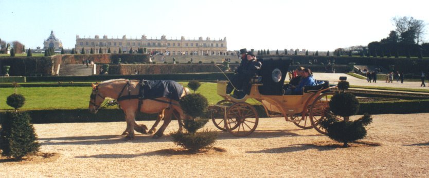 Carriage and Versailles palace garden